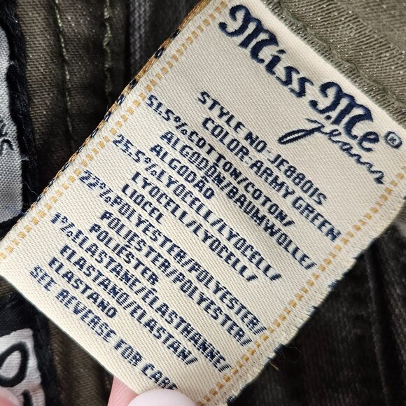 Miss‎ Me Jeans Womens 28 (30x30) Green Low Rise Skinny Embroidered Zip Pocket - Picture 6 of 16